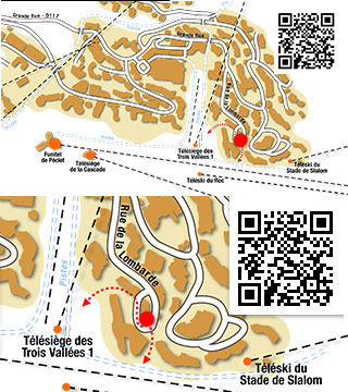 Plan Val Thorens - Plan de la station, chalet au pied des pistes avec garage.